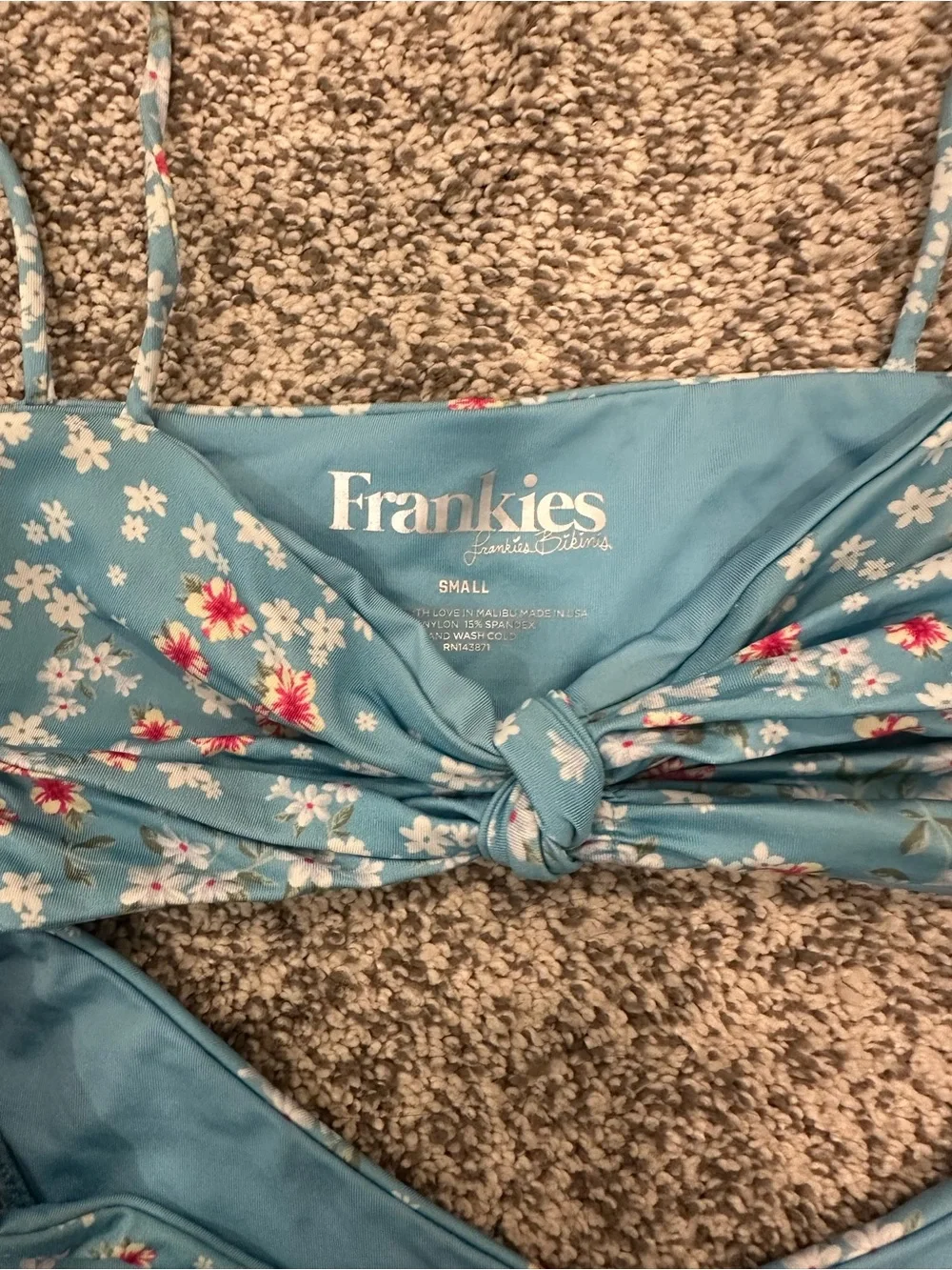Frankie's Bikinis Light Blue Floral Tie-Front Bikini